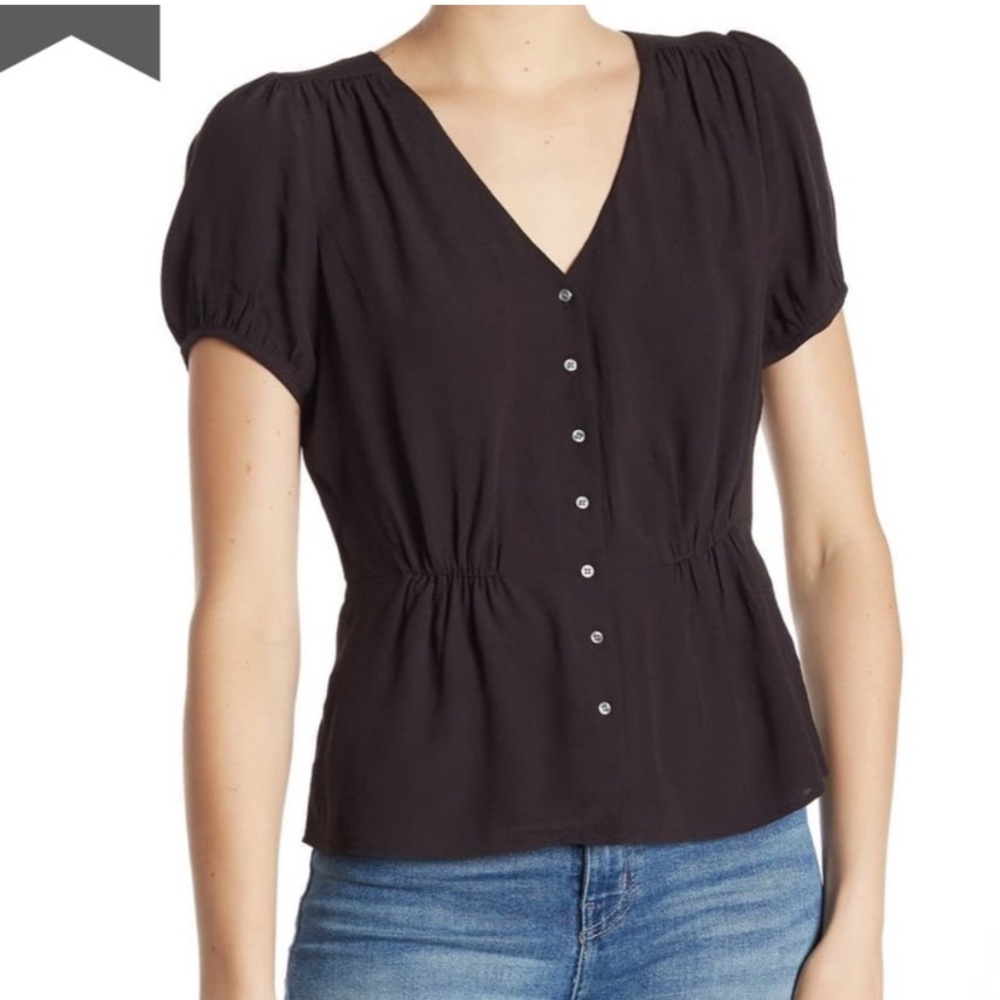 2P J.Crew Short Sleeve Button Peplum Blouse